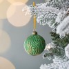 TopComfy Decorative Object Glass Christmas Ball Ornaments Glitter Painted Set for Holiday Decor, Green, 3"*3"*3" - 4 of 4