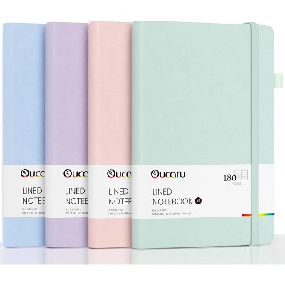 Lined Journal Notebook, 4 Pack, 180 Pages, A5 Journals for Writing, 100 GSM Thick Paper Business, School, Travel Supplies