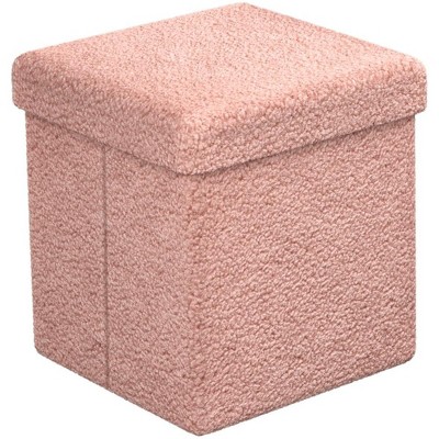 Sorbus 15 Inch Teddy Fabric Foldable Storage Ottoman - Multipurpose Cozy Ottoman, Stool for Living Room, Bedroom, Dorm, and more