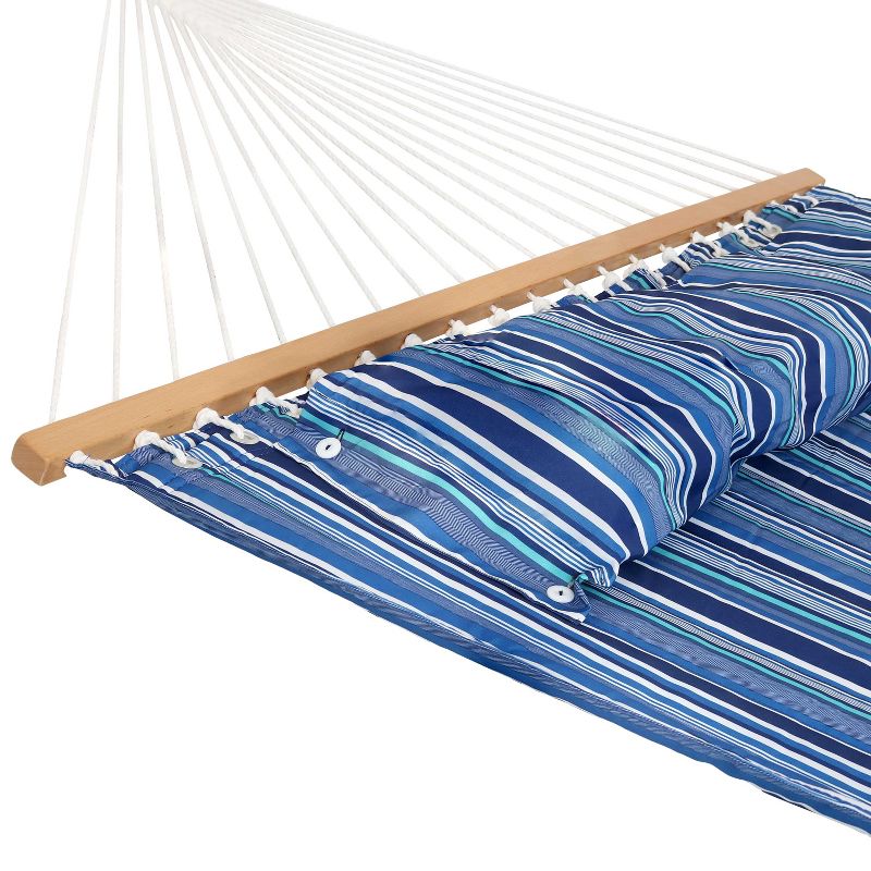 Sunnydaze 2-Person Quilted Printed Fabric Spreader Bar Hammock/Pillow with S Hooks and Hanging Chains - 450 lb Weight Capacity, 4 of 10