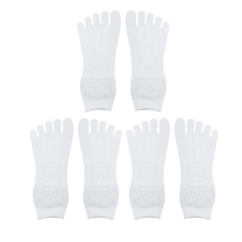 Unique Bargains Invisible Five Fingers Socks Breathable Soft Hollow Out  Fashion No Show Socks for Women White 3 Pairs