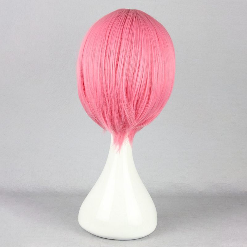 Unique Bargains Women's Bob Wigs 12" Pink with Wig Cap Short Hair With Slant Bangs, 4 of 7