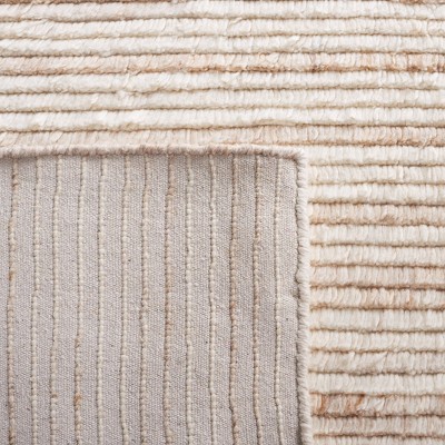 Beige and Ivory Handwoven Wool Shag Area Rug 3' x 5'
