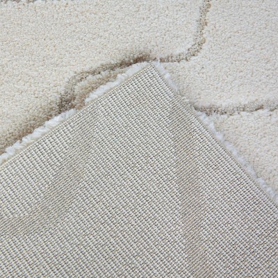 Cream Abstract Rectangular Synthetic Kids Area Rug 7'10" x 10'