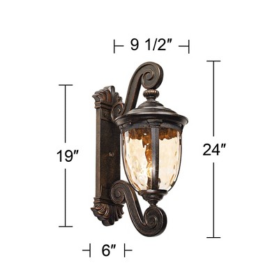 Bellagio Traditional Bronze Outdoor Wall Light with Champagne Hammered Glass