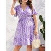 YESFASHION Women Plus Size Summer Dress V Neck Wrap High Waist Short Sleeve Ruffle Casual Midi Flowy A-line Boho Dresses - 4 of 4