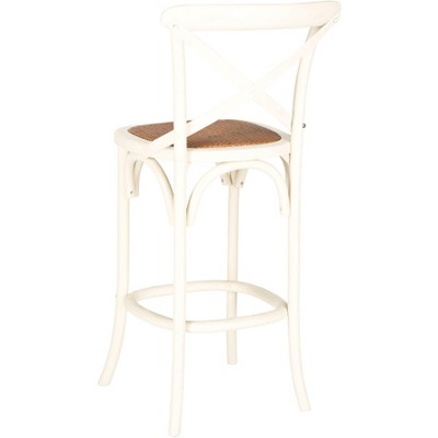 Franklin 44" Antique White Wood Bar Stool with Rattan Seat