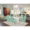 HomeStock 7-Pc Rectangle Linen White Finish Solid Wood Top Dining Table with 6 Parson-Chairs - 2 of 4