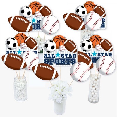 Big Dot of Happiness Go, Fight, Win - Sports - Baby Shower or Birthday Party Centerpiece Sticks - Table Toppers - Set of 15