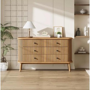Nasitip Mid-Century 6 Drawer Dresser, Horizontal Chests of Double Drawers,Storage Drawer Organizer for Closet, Hallway, Entryway,Bedroom,Living Room - 1 of 4