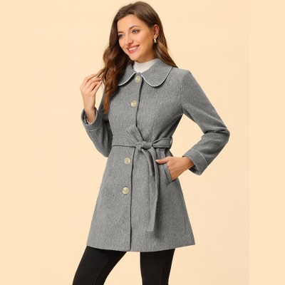 INSPIRE CHIC Women's Winter Elegant Lapel Collar Long Trench Coat Light Grey Large — фото 3