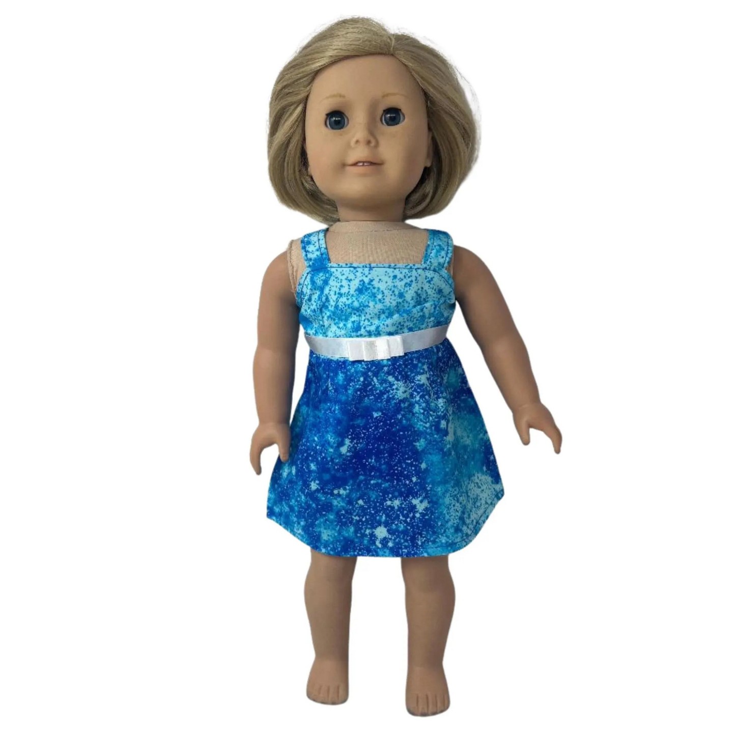 Детские платья Doll Clothes Superstore Matching Girl Size 12 & 18 Inch Doll Blue Sundresses – Handmade Dress Set, цвет: Синий — фото 4