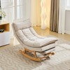Hyleory Solid Wood Upholstered Rocking Chair with Retractable Hidden Footrest - 3 of 4