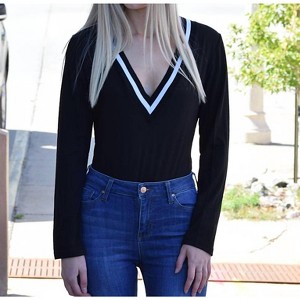 Women's Simply Chic V Neck Bodysuit - ESLEY COLLECTION - 1 of 2