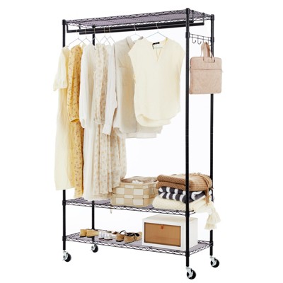 JIONJOY 3 - Tier Heavy - Duty Garment Rack with Lockable Rollers for Freestanding Clothing Storager