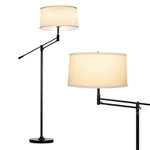 Brightech Ava Modern (Includes LED Light Bulb) Arc Floor Lamp Matte Black: Linen Shade, UL Listed - 1 of 4