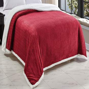 Jacquard Microplush Soft Premium Microplush Braided Blanket Burgundy by Plazatex