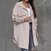 Coolmee Women's Long Trench Coats Single-Breasted Classic Notched Lapel Overcoat Rolled Long Sleeve Slim Outerwear Jackets with Pockets L Apricot - 3 of 4
