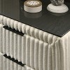 Gulches Cream Corduroy Nightstand 2 Drawers, Dovetail Construction, Metal Legs Part of Mavela Collection - 3 of 4