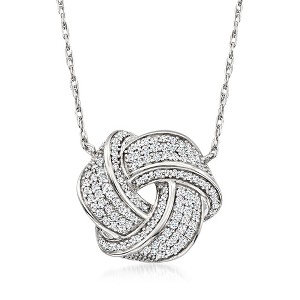 Ross-Simons 0.50 ct. t.w. Diamond Love Knot Necklace in Sterling Silver - 1 of 3