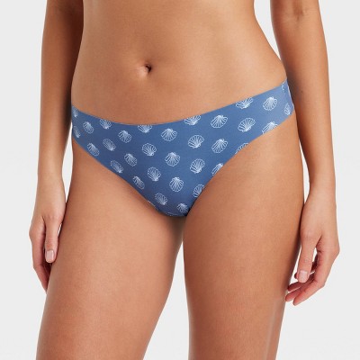 Women's Invisible Edge Laser Cut Thong - Auden™ Dark Blue S