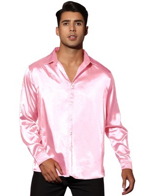 Lars Amadeus Men's Long Sleeves Button Down Prom Party Satin Dress Shirts