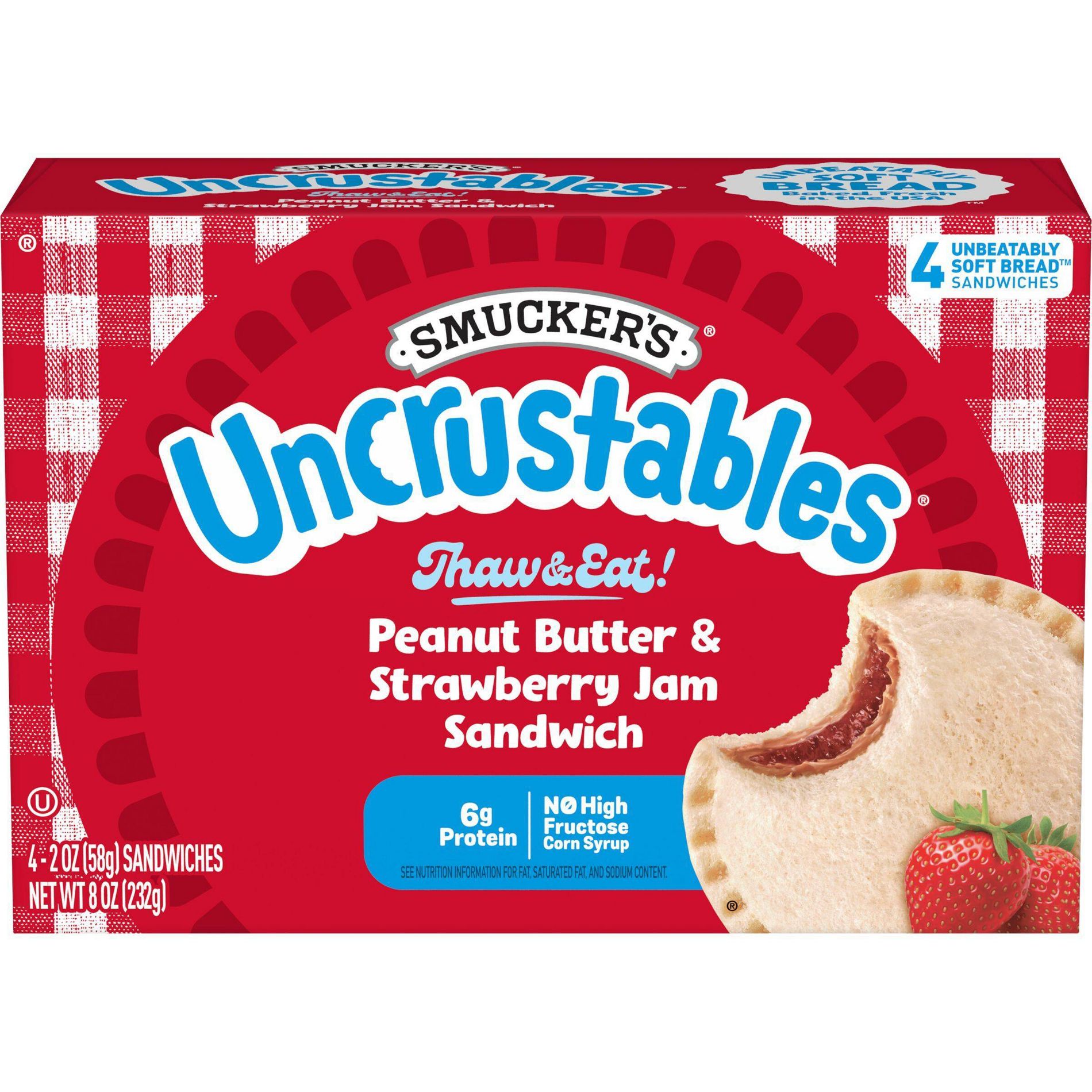 Smucker's Uncrustables Frozen Peanut Butter & Strawberry Jam Sandwich - 8oz/4ct