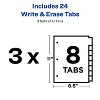 Avery Big Tab Write & Erase Durable Plastic Dividers for 3 Ring Binders, 8-Tab Sets, White, 3 Binder Divider Sets (01743) - 4 of 4