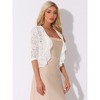 Allegra K Women's Evening Wedding Half Sleeve Ruffle Hem Elegant Lace Cardigan - 4 of 4
