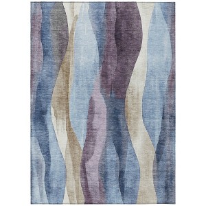 HomeRoots 3' X 5' Denim Blue And Purple Abstract Washable Indoor Outdoor Area Rug - 1 of 4