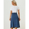 INSPIRE CHIC Womens' Stretchy High Waist Buttons Front Flowy Midi A-Line Skirts with Pocket - 4 of 4
