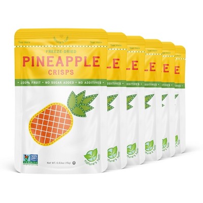 Nature's Turn Freeze-Dried Fruit Snacks - Pineapple Crisps - No Sugar Added, Non GMO, Gluten Free, Nothing Artificial 15g (0.53oz) - 6 Pack
