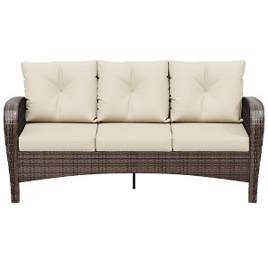 UPTIOT 3-person Patio Rattan Sofa With Wide Armrests - 1 of 4