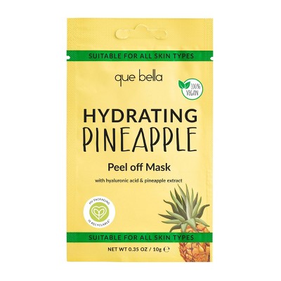 Que Bella Hydrating Pineapple Peel Off Mask - 0.35oz: Silicone-Free, Water-Based, Vegan, Sensitive Skin