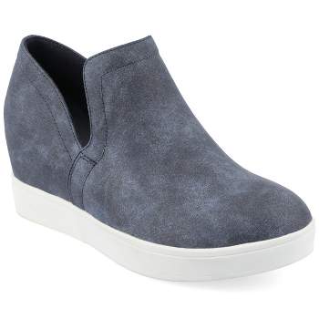 Journee Collection Womens Cardi Round Toe Slip On Wedge Sneakers