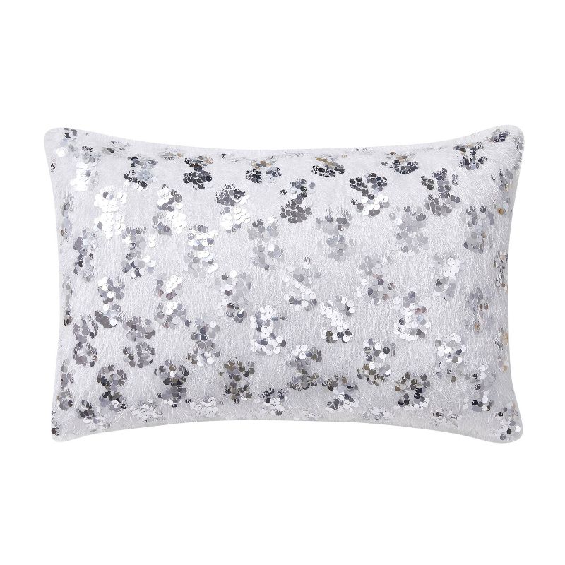 16&#34;x24&#34; Oversized Shag Sequins Lumbar Throw Pillow White/Silver - VCNY Home, 3 of 7