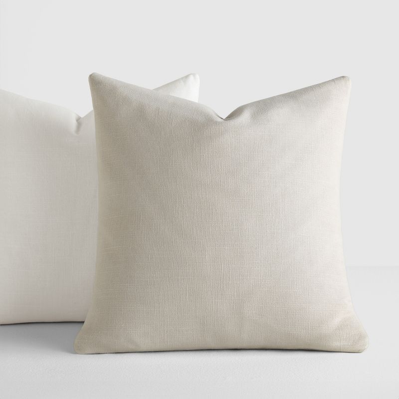2-Pack Cotton Slub Solid Throw Pillows and Pillow Inserts Set - Natural & White - Becky Cameron, Natural / White, 20 x 20, 6 of 13