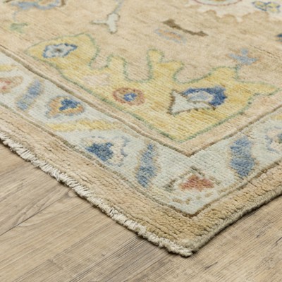 Hand-Knotted Blue and Beige Wool Oriental Rug 2' x 3'