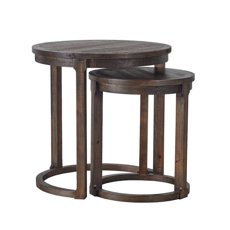 Gary Wood Nesting Round End Table Set Dark Brown - Abbyson Living, 1 of 8
