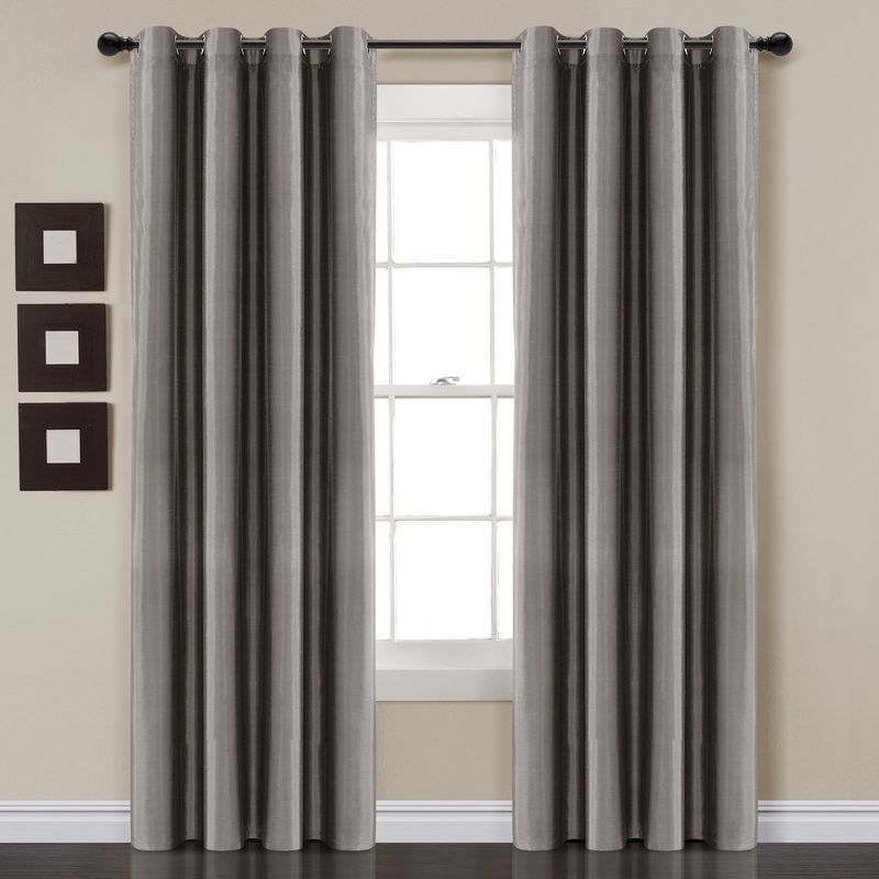 Home Boutique Insulated Grommet 100% Blackout Faux Silk Window Curtain Panel Dark Gray Single 52x95, 1 of 2