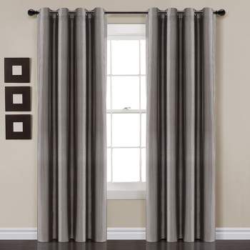 Home Boutique Insulated Grommet 100% Blackout Faux Silk Window Curtain Panel Dark Gray Single 52x95