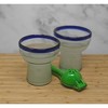 Dos Sueños Mexican Hand Blown Stemless Margarita Glasses - Blue Rim - 14oz - Set of 2 - 3 of 4