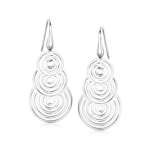 Ross-Simons Italian Sterling Silver Openwork Disc Drop Earrings - 1 of 3