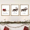 Framed Set of 3 Wall Art Santa Claus with Sleigh Deer Xmas Sign Home Decor 12x16 Inch Brown Prints Wall Decorations - 3 of 4