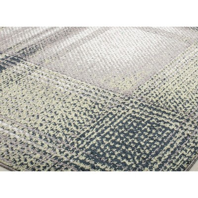 Gray Plaid Synthetic Easy Care Area Rug, 2'6" x 8'