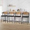 Retro Brown Barstools Set of 4 with Arm & Back, 26" Counter Height Bar Stools, Upholstered Wide Seat & Footrest, Thick Frame for Kitchen Island - 4 of 4