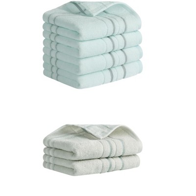 REGALWOVEN Soft Absorbent Striped Cotton Hand Towel Set Home Decor 13" x 29"