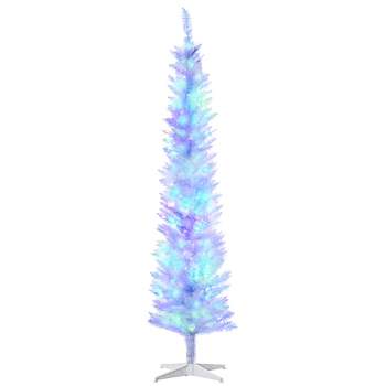 Northlight 3' Pre-Lit Slim White Iridescent Pine Artificial Christmas Tree  - Pink Lights, 1 - QFC