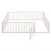 Queen Size Metal Floor Bed Frame with Fence and Door,  Bed Frame For Bedroom, Living Room,Guest Room Kids, Boys & Girls, No Box Spring Needed - 3 of 4