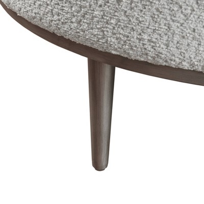 Harriet Gray Upholstered Round Cocktail Ottoman with Metal Base